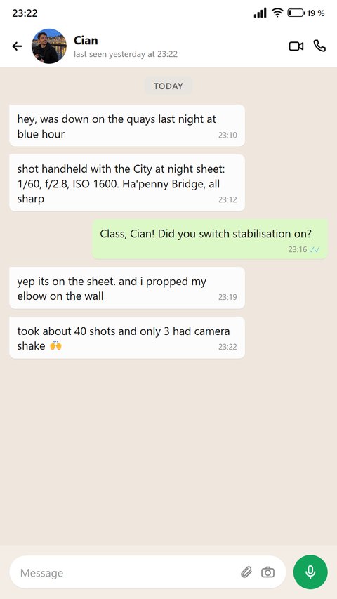 Someone writes about the City at night sheet, shooting on the Dublin quays